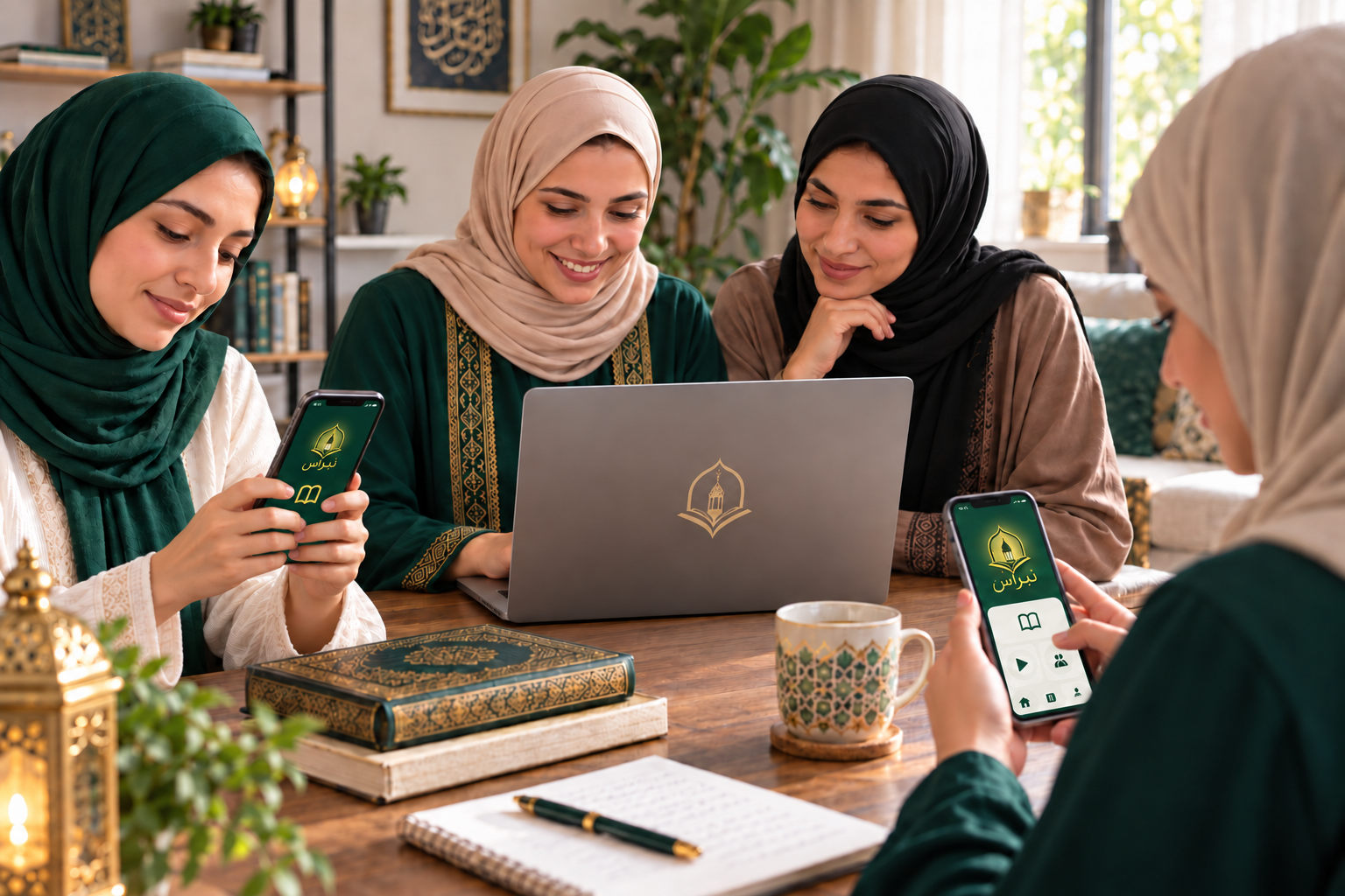 طالبات أكاديمية نبراس يتعلمن عبر الحاسوب والهاتف